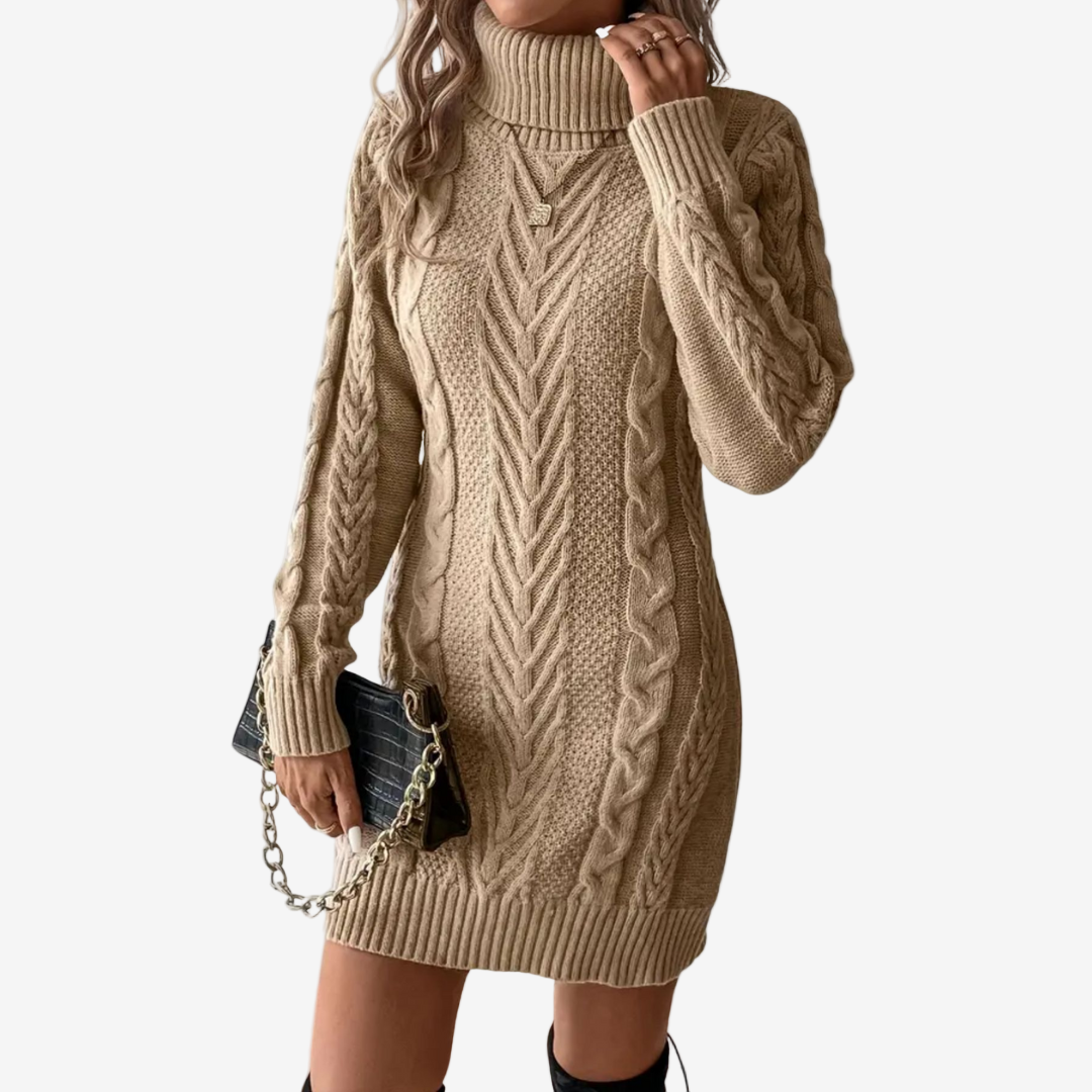 Sable Knit Turtleneck Dress
