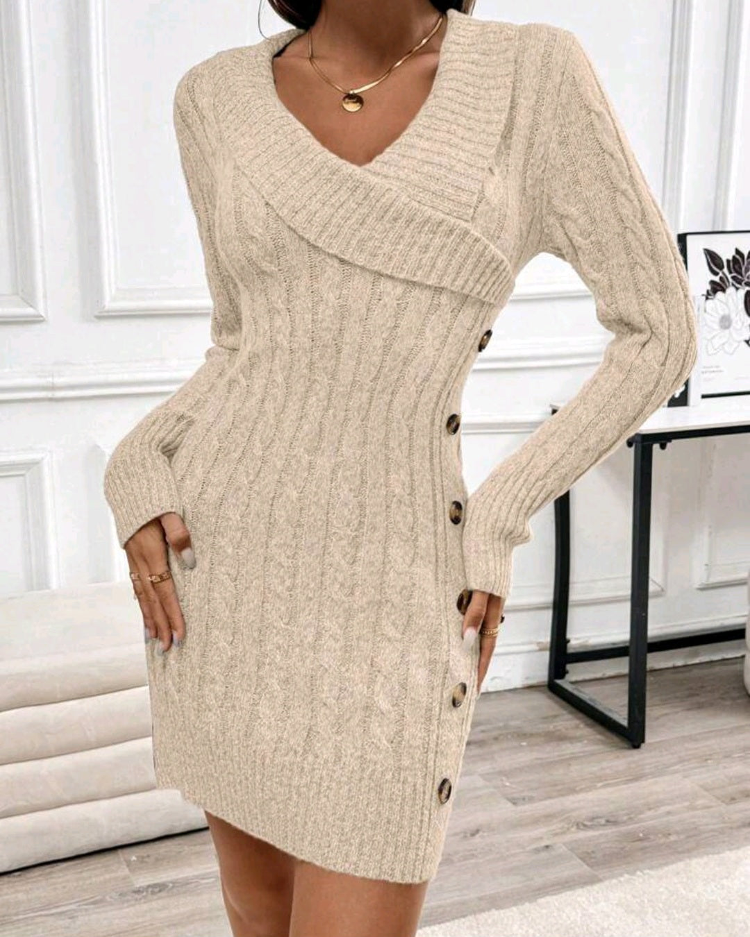 Bella Button Rib Dress